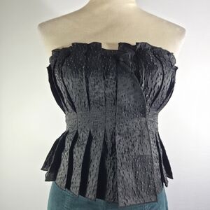 URBAN REVIVO Chic Black Textured Strapless Blouse